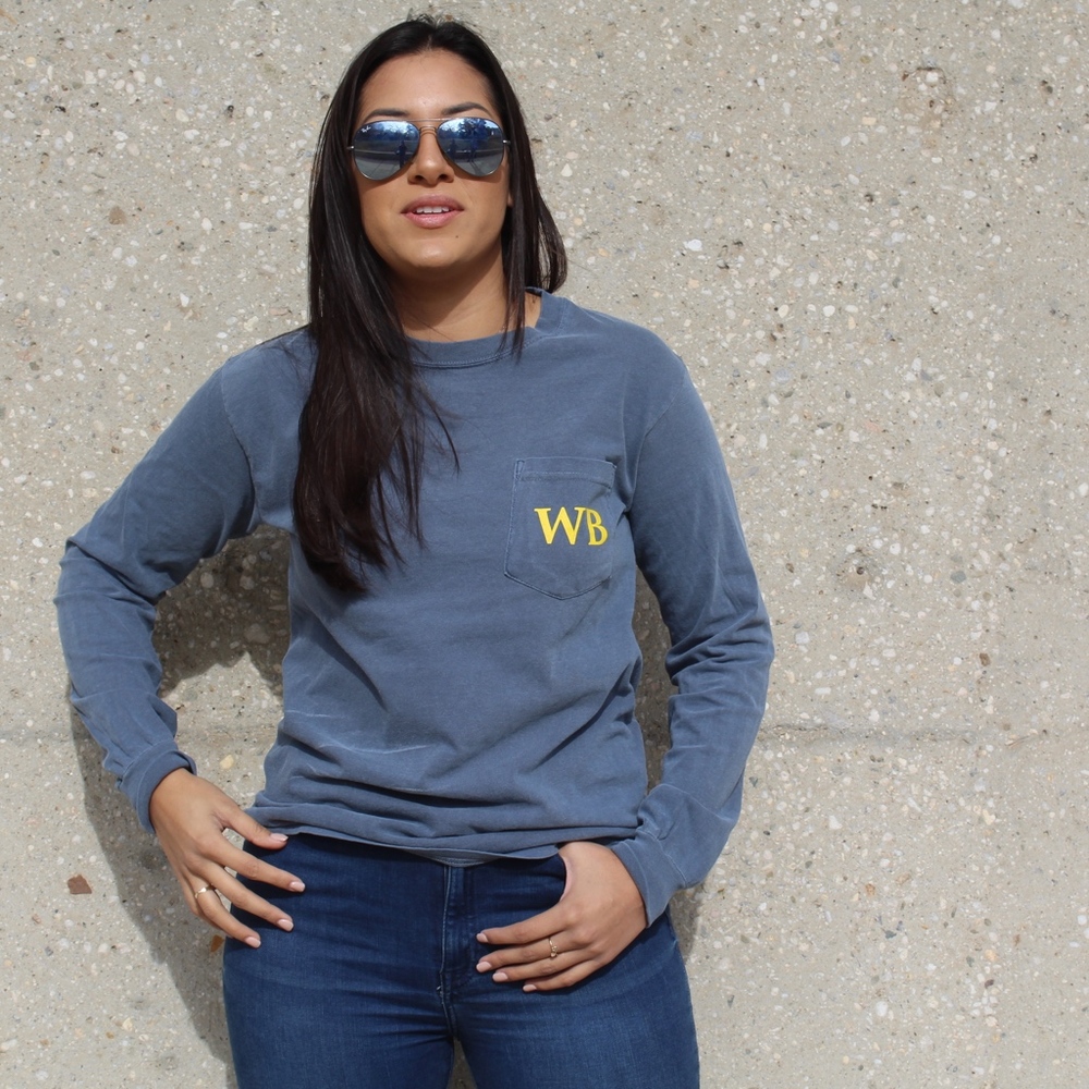 Long Sleeve Ship Graphic Pocket T-Shirt